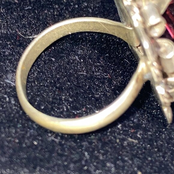 Vintage Sterling Silver Ring With Faceted Square Amethyst Gemstone Size 4.75 - Picture 9 of 9